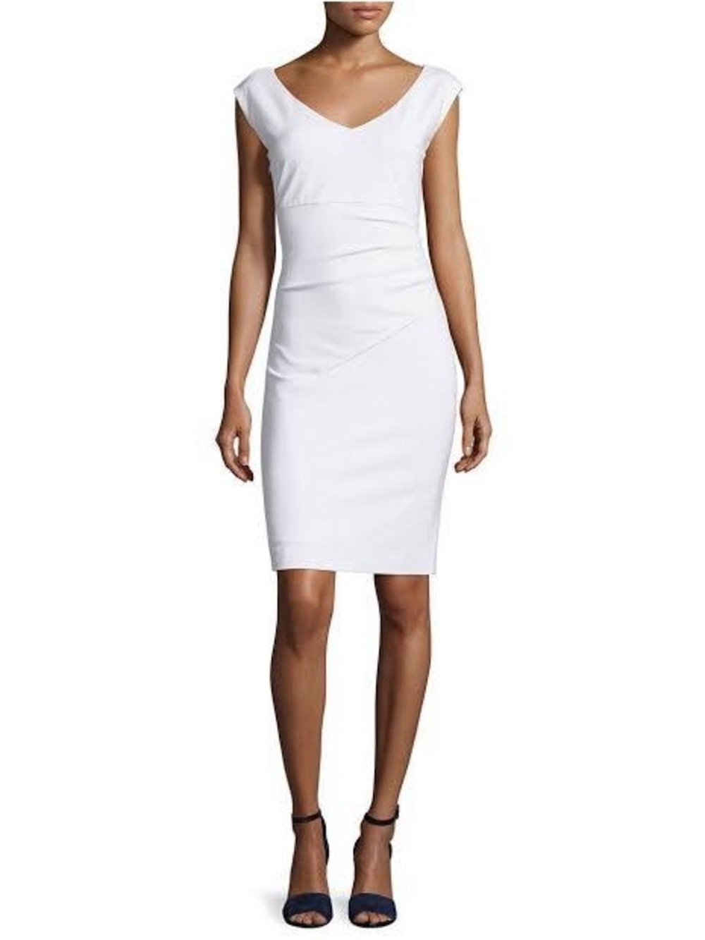 Diane von Furstenberg Bevin Ruched Sheath Dress White Size 0 Like New